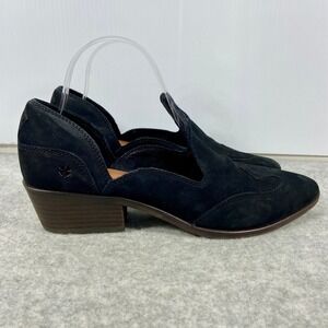 Lucky Brand Merlyin Black Suede Leather Loafer Shootie Womens 9 NEW
